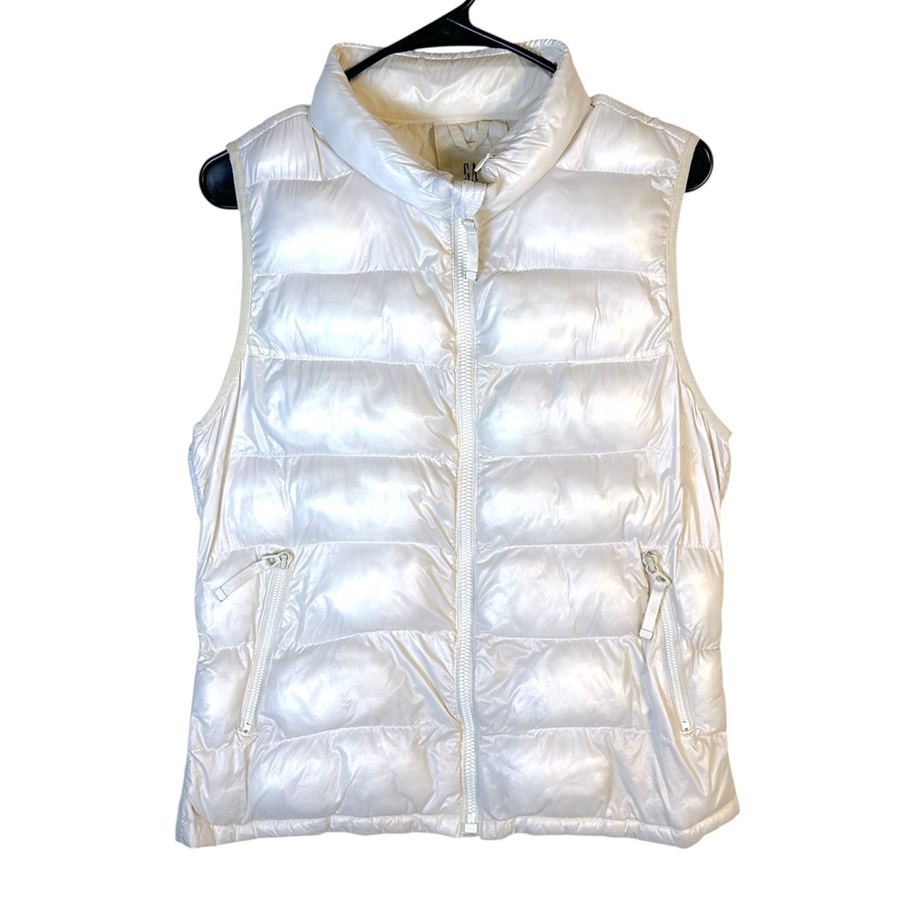GAP Puffer Vest M Ivory Frost PrimaLoft Quilted Sleeveless Jacket Gorpcore